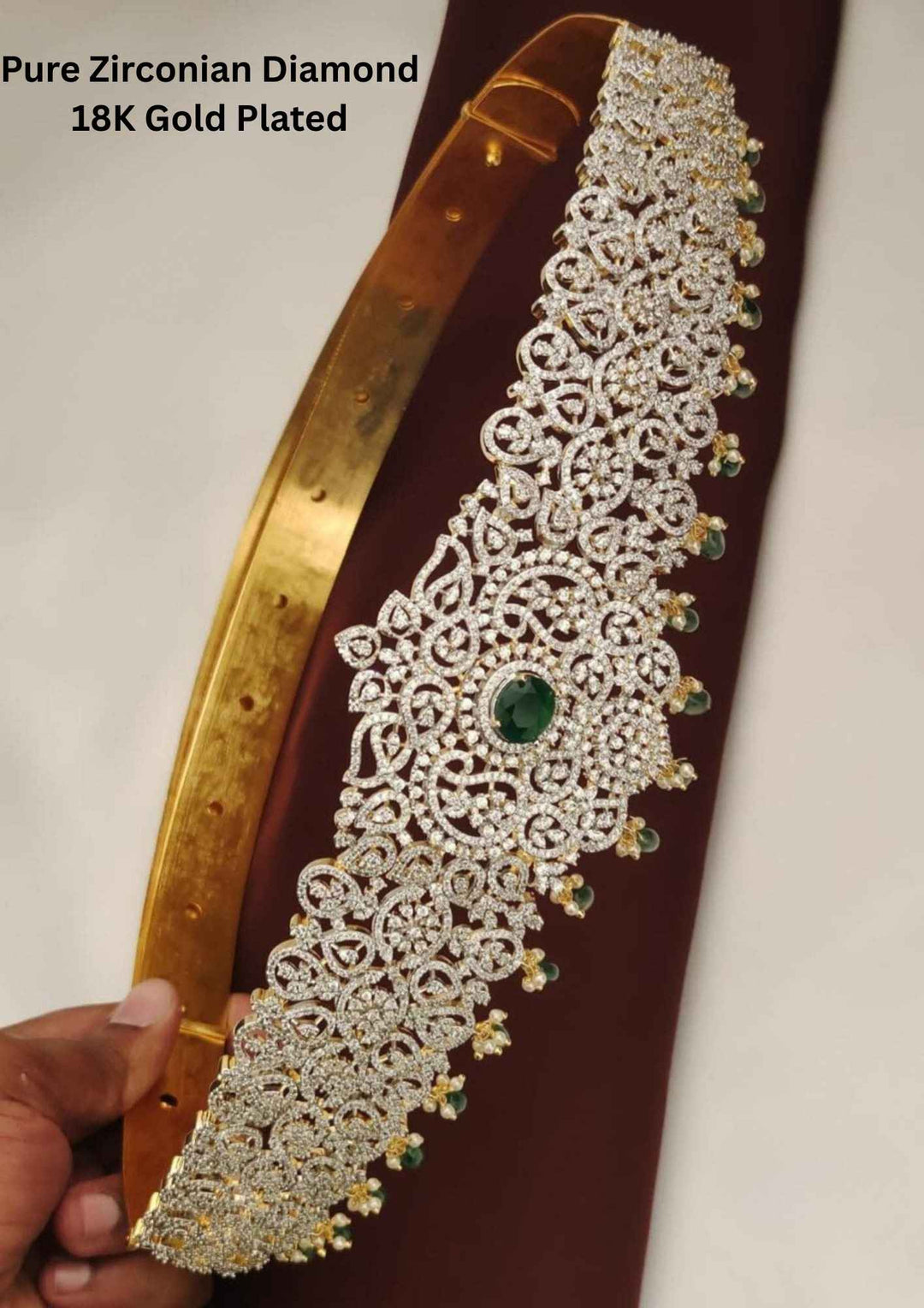 Pure Zirconian Diamond Gold Plated Hipbelt(vaddanam)