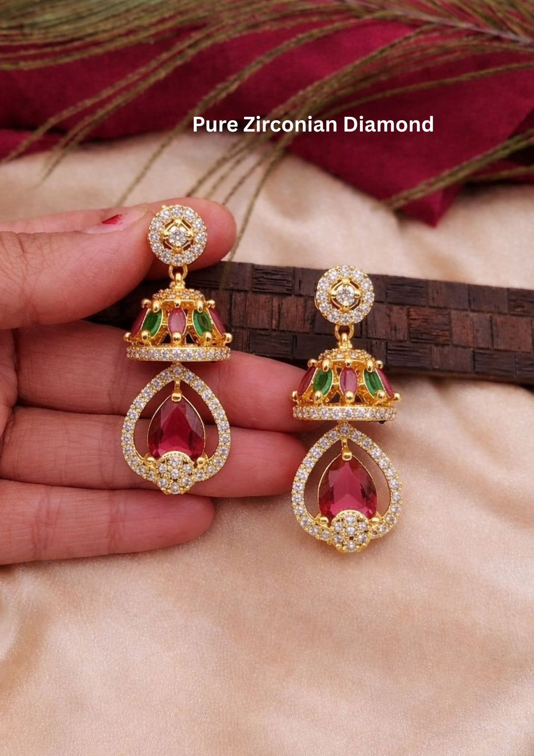 Pure Zirconian Diamond Gold Plated Kemp Earrings