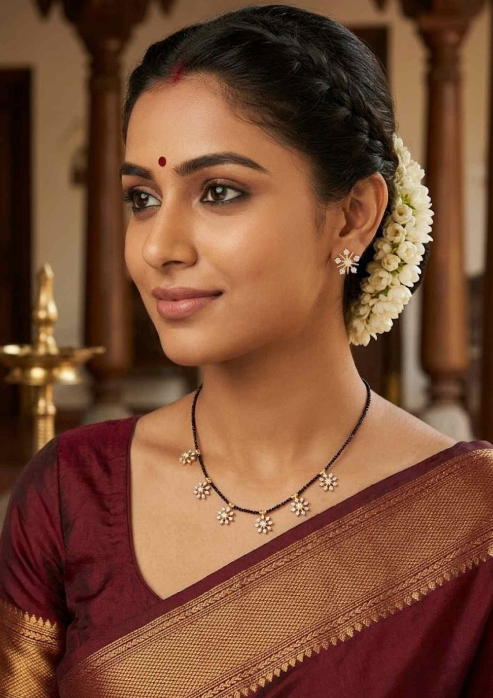 Pure Zirconian Diamond Gold Plated Mangalsutra with Studs Combo 