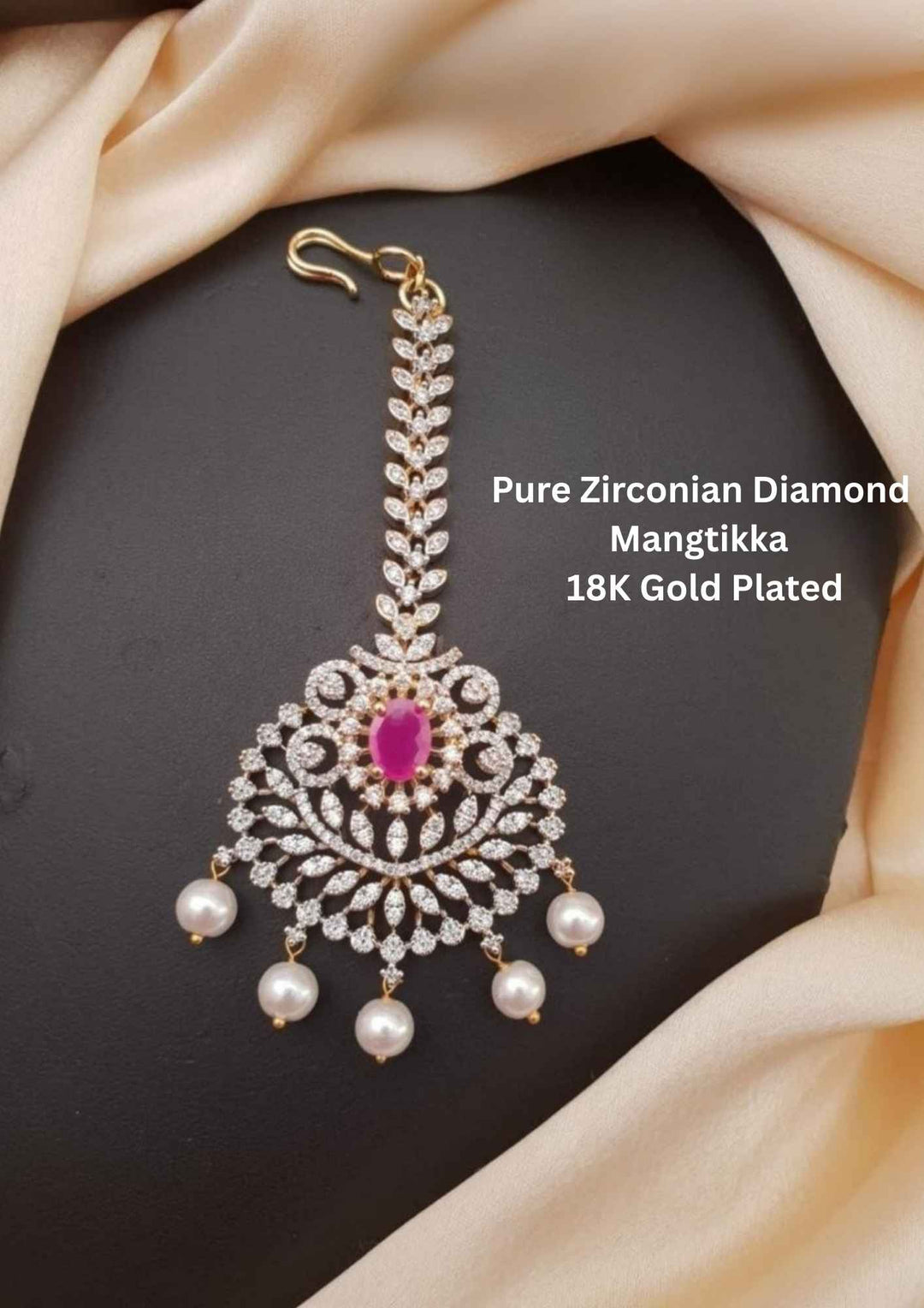 Pure Zirconian Diamond Gold Plated Mangtikka