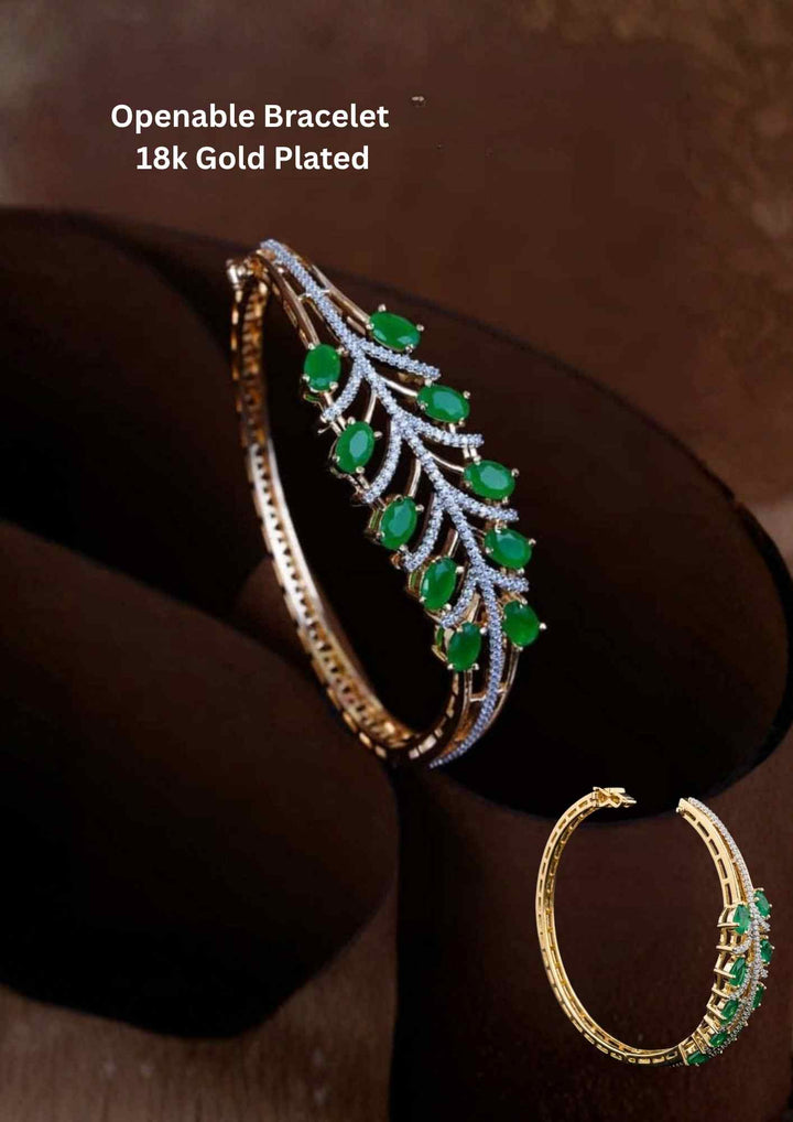 Pure Zirconian Diamond Gold Plated Matt Finish Openable Bracelet