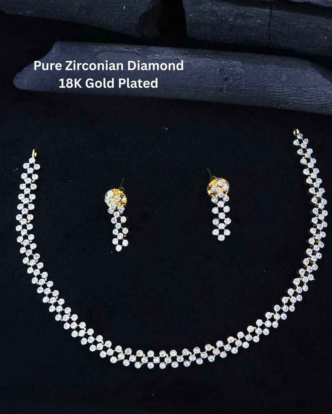 Pure Zirconian Diamond Gold Plated Necklace Set