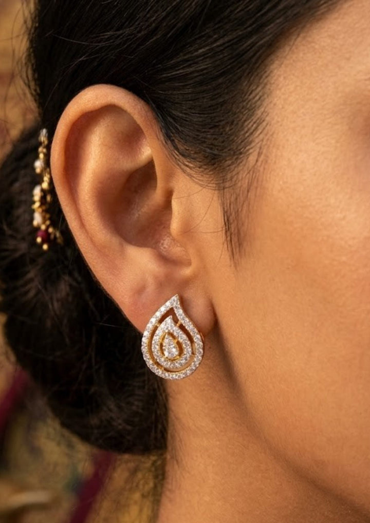 Pure Zirconian Diamond Gold Plated Studs Model ic