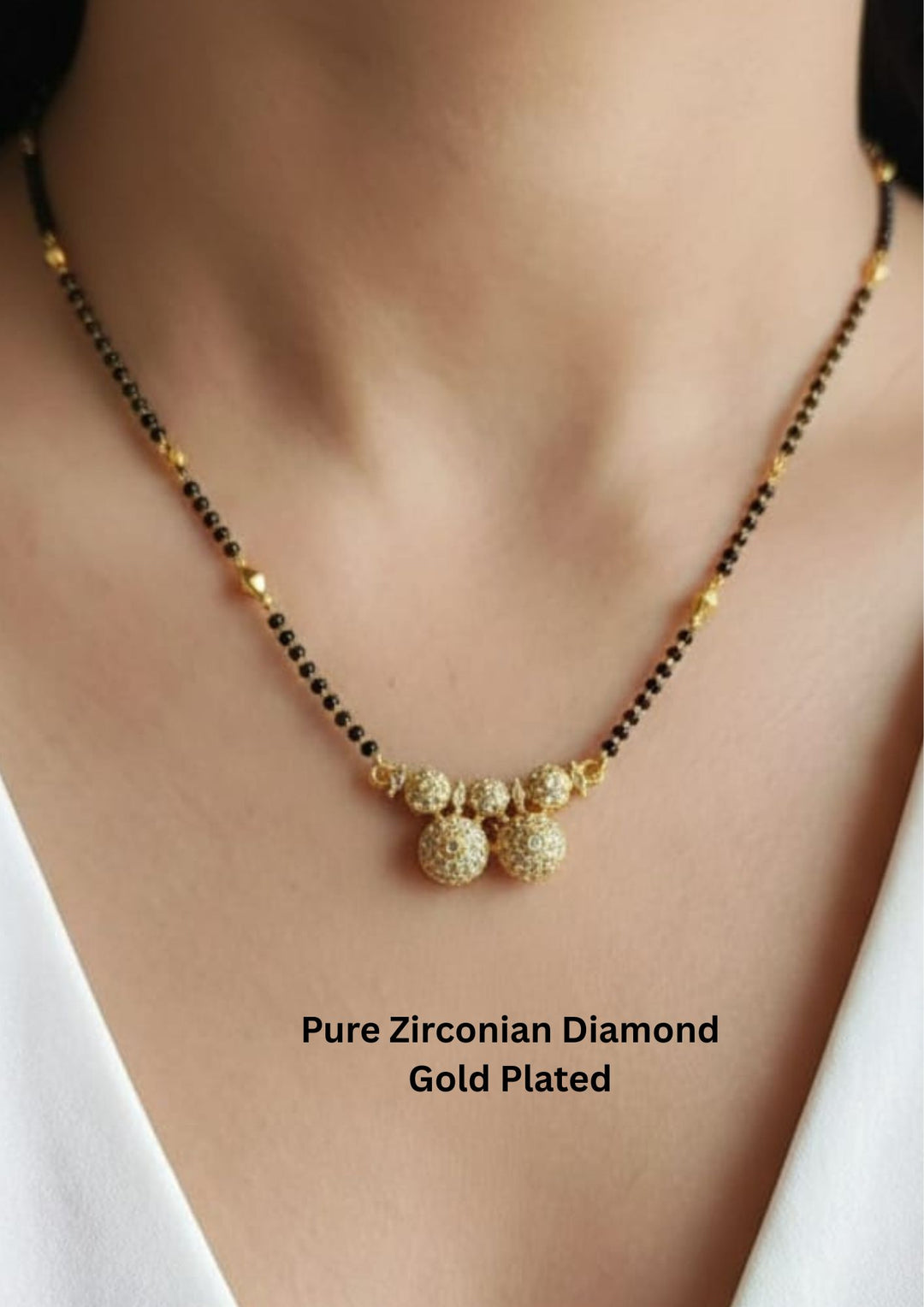 Pure Zirconian Diamond Gold Plated Two Wati Mangalsutra 