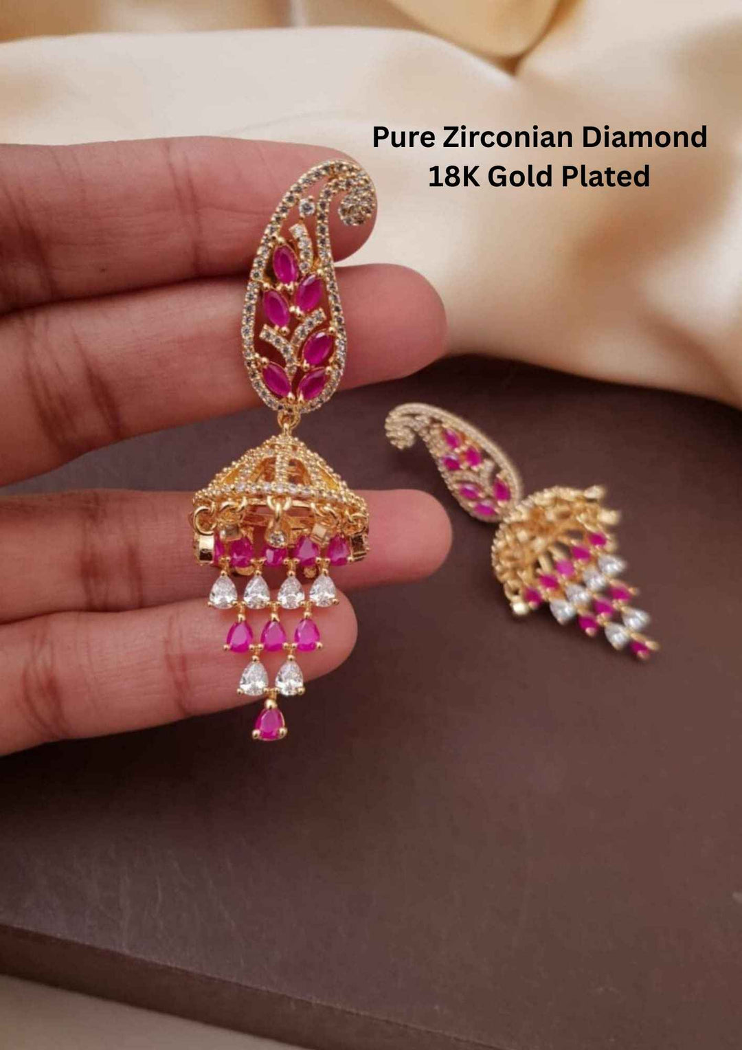 Pure Zirconian Diamond Gold Plated beads earrings