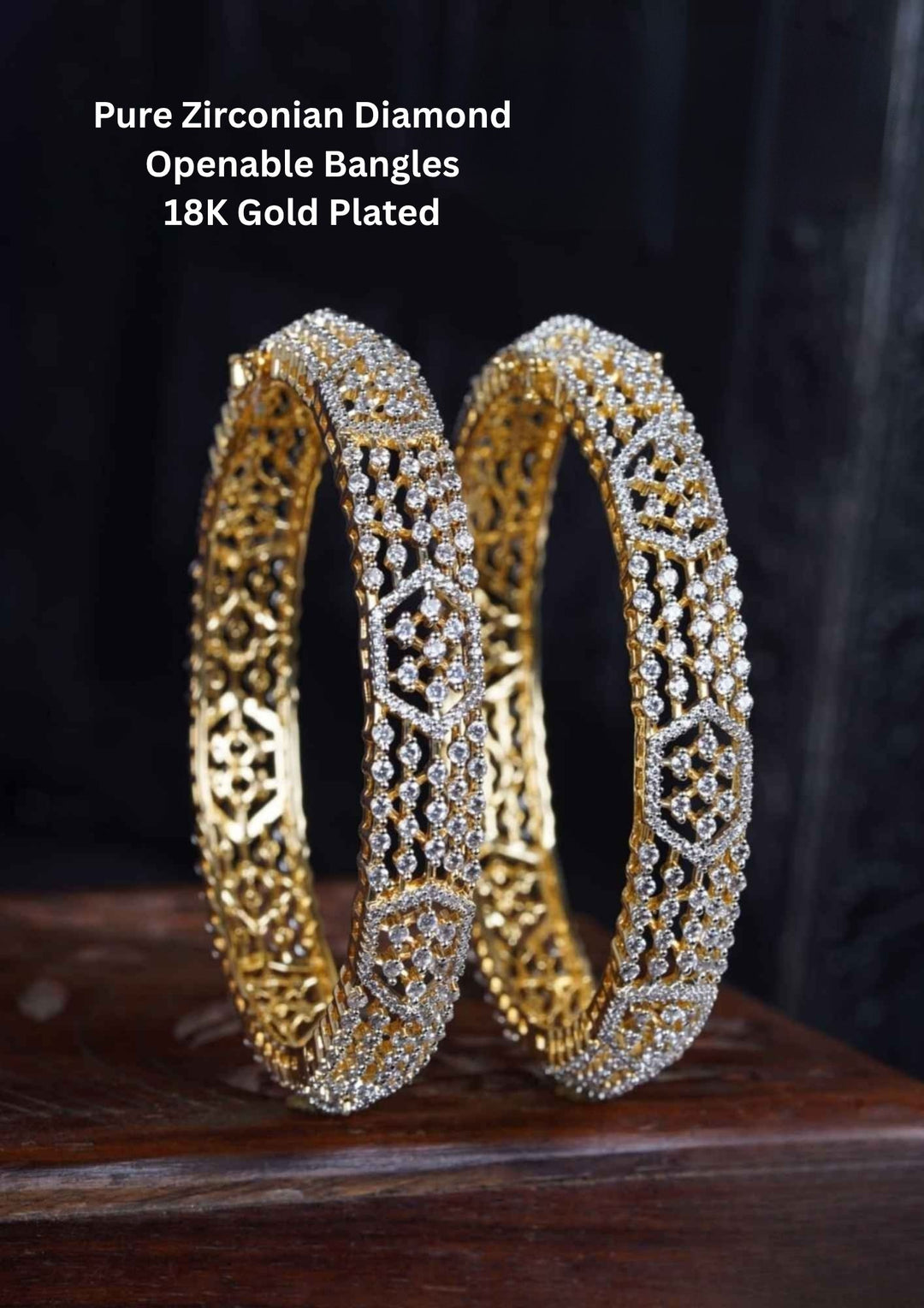 Pure Zirconium Diamond Gold Plated Openable Bangles 