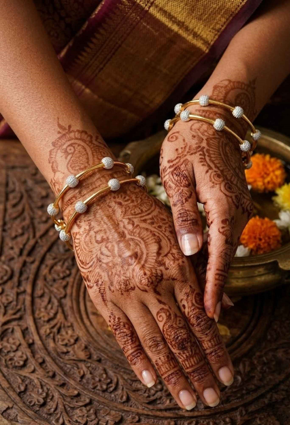 Pure Zirconium Diamond Gold Plated Classic Bangles (Set-2)