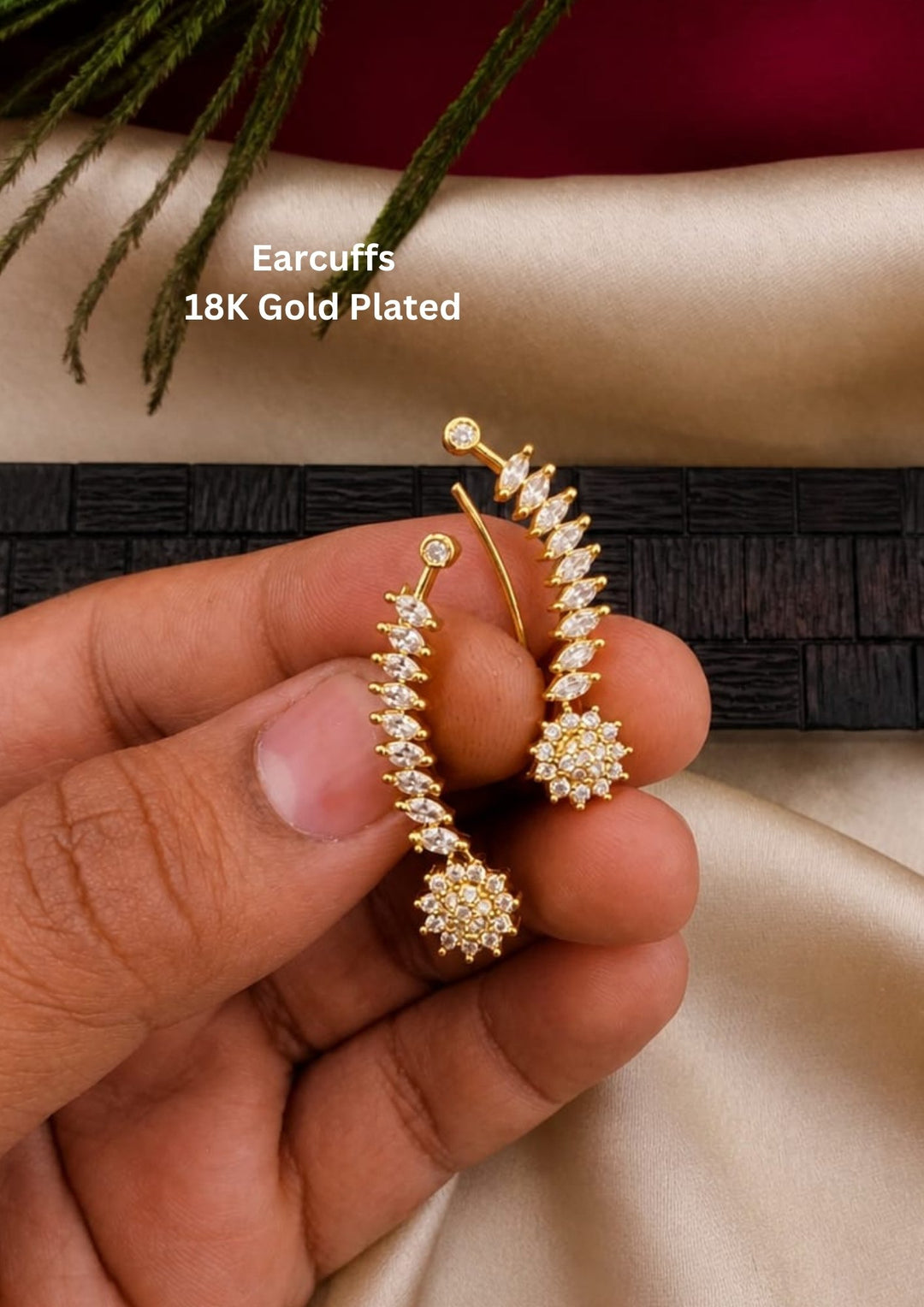 Pure zirconian diamond Earcuffs Gold plated