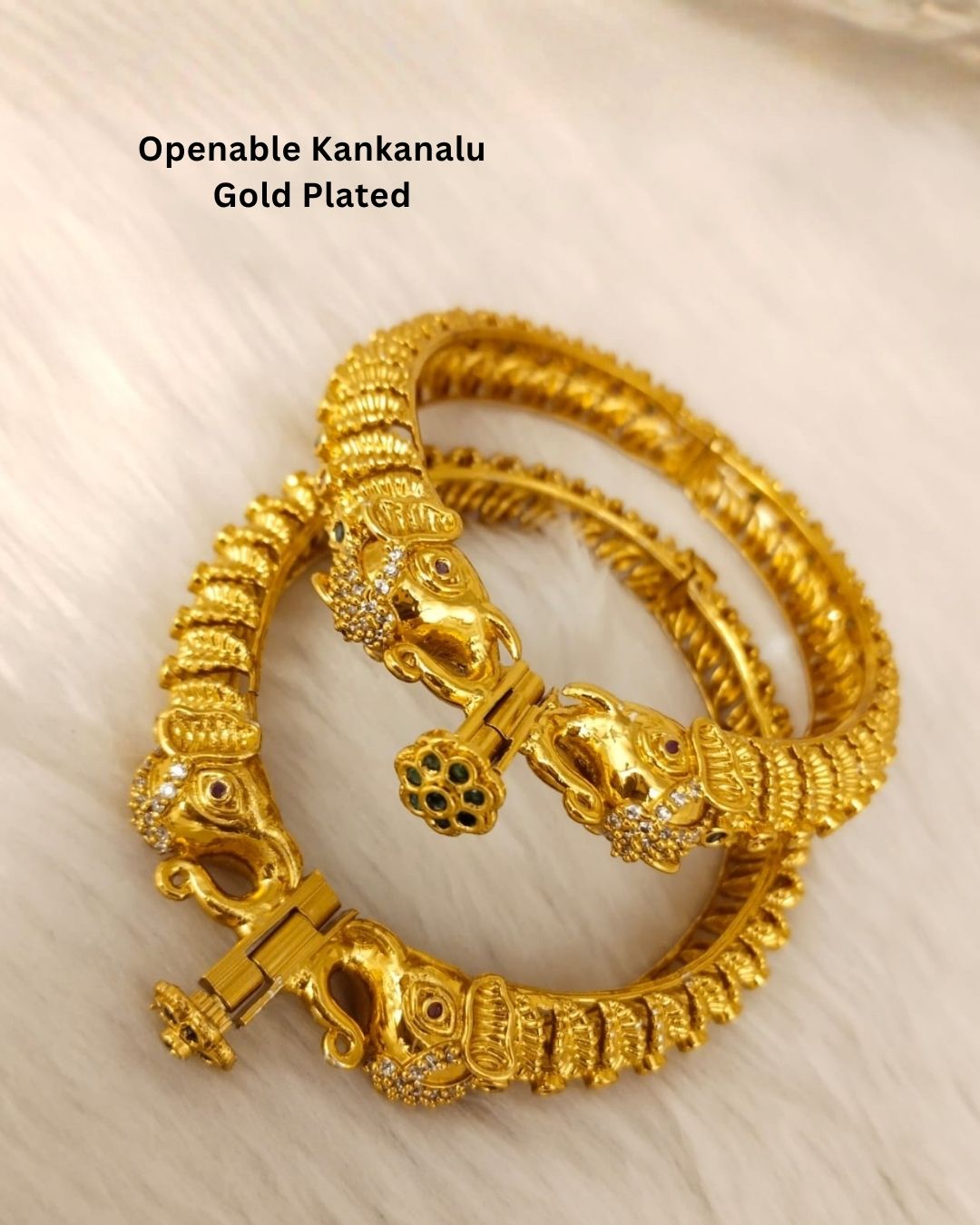Openable Elephant Gold Plated Kankanam (Set of 2)