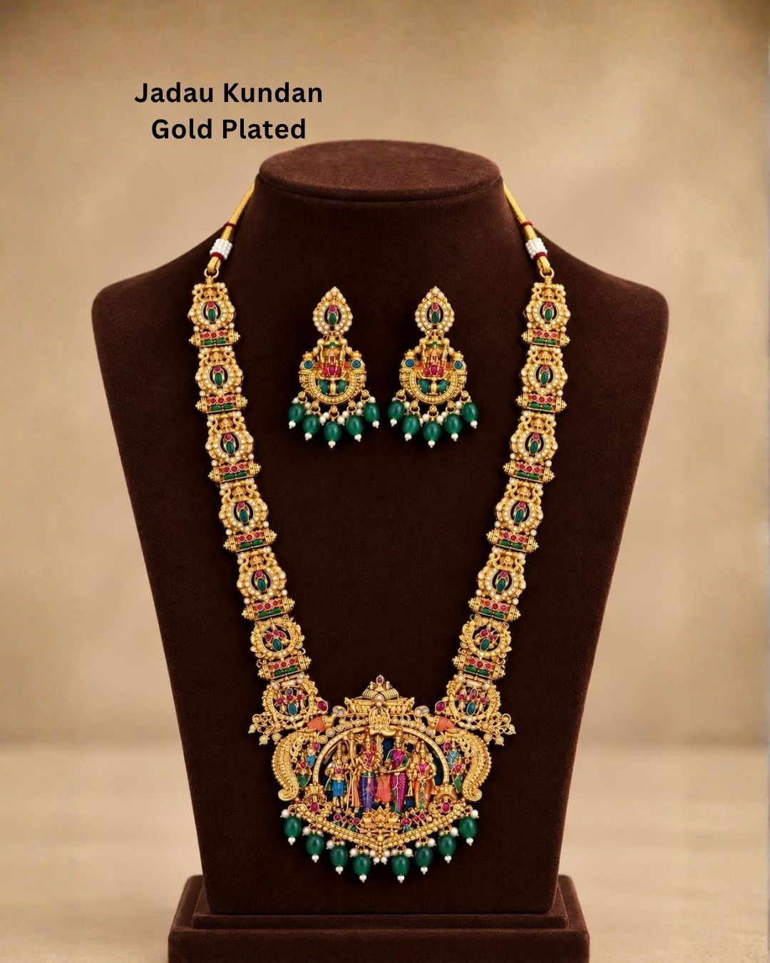 Jadau kundan Gold plated Srinivasa kalyanam Temple Necklace with Earrings