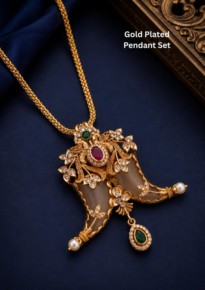 Kundan Gold Plated Antique Open Hook Pendant (Puli Goru)  g10980