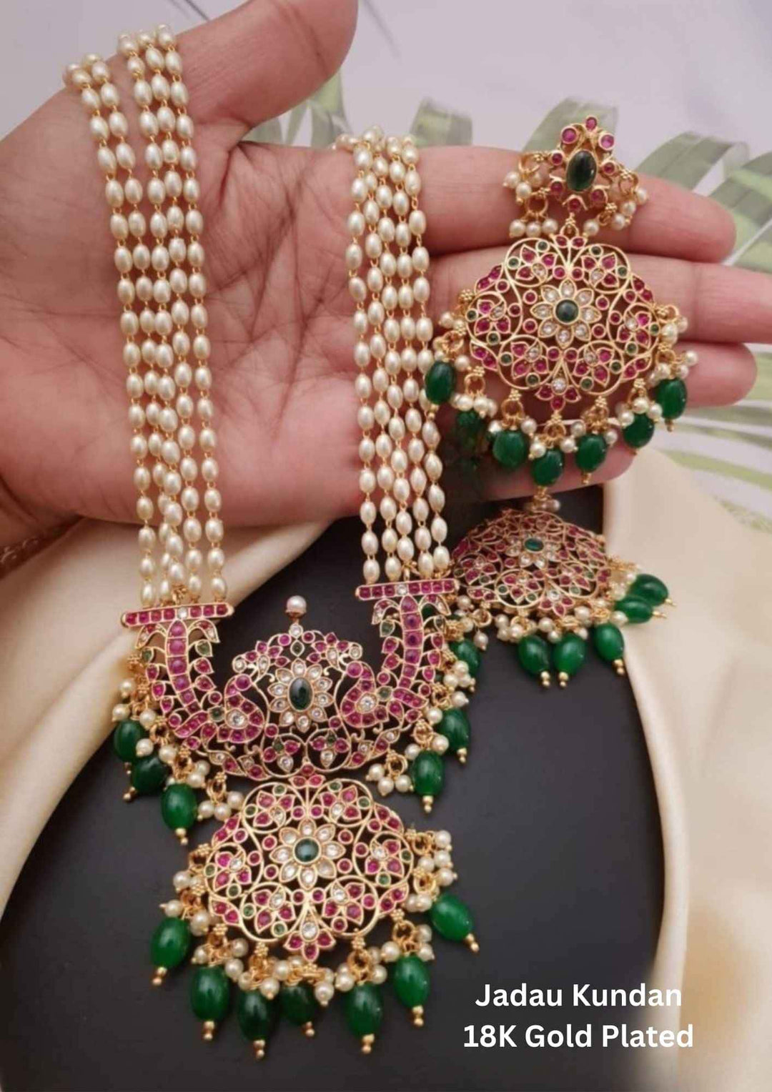 Rice Beads Gold Plated Haram (Necklace) With Earrings