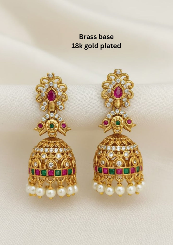 Ruby & Emerald Jhumkas