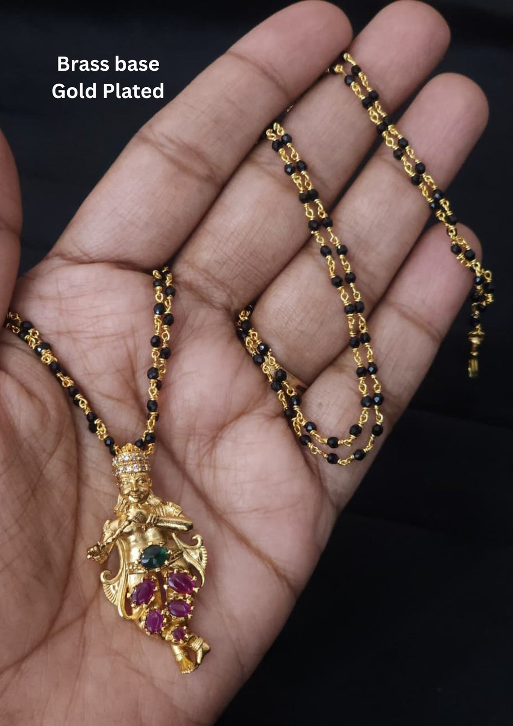 Gold Plated Ruby Krishna Mangalsutra