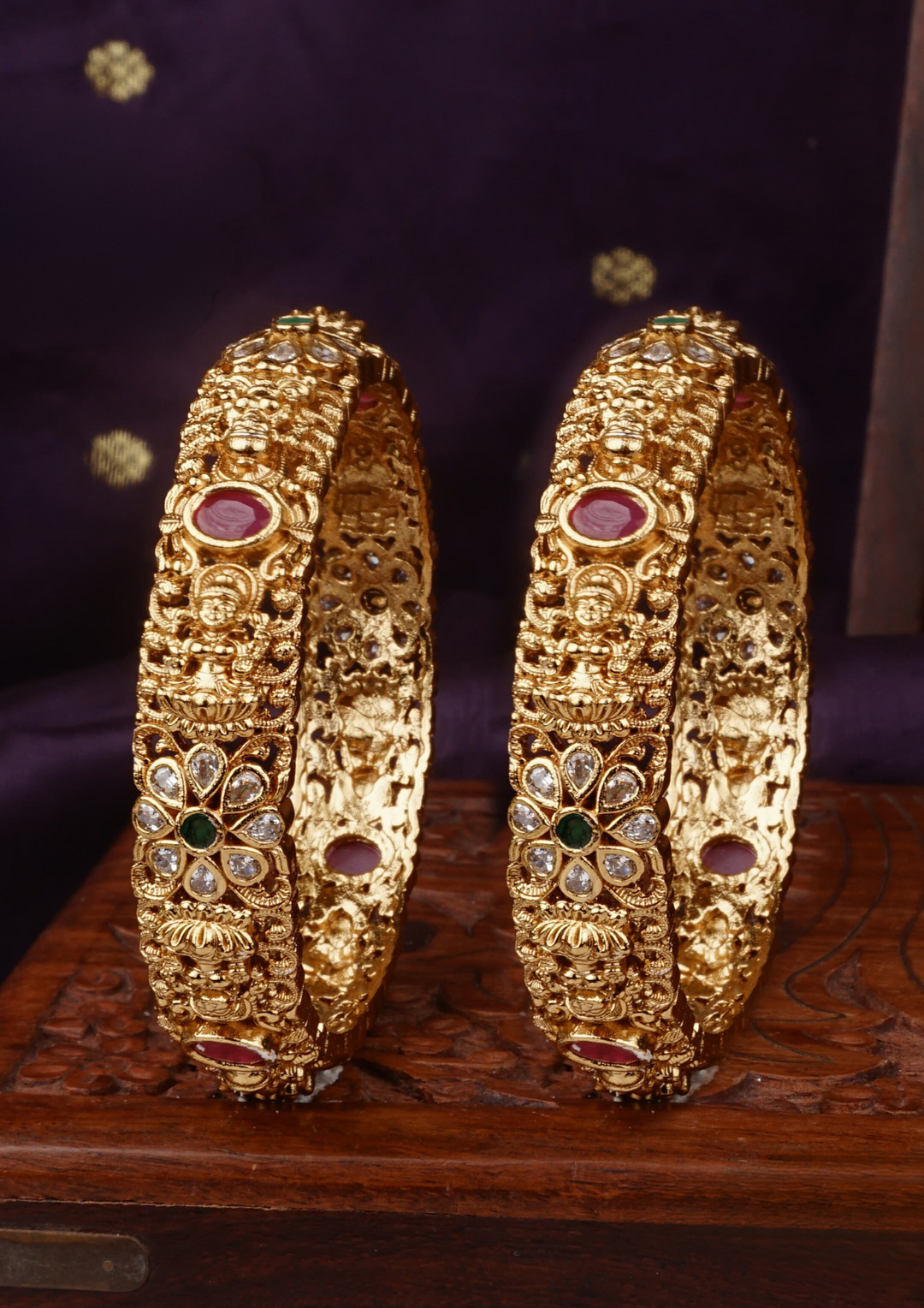 Ruby lakshmi Bangles Gold Plated