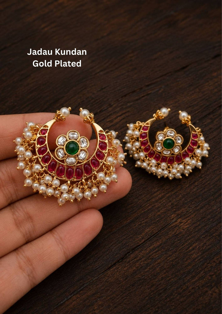 Jadau Kundan & Beaded Gold Plated Earrings