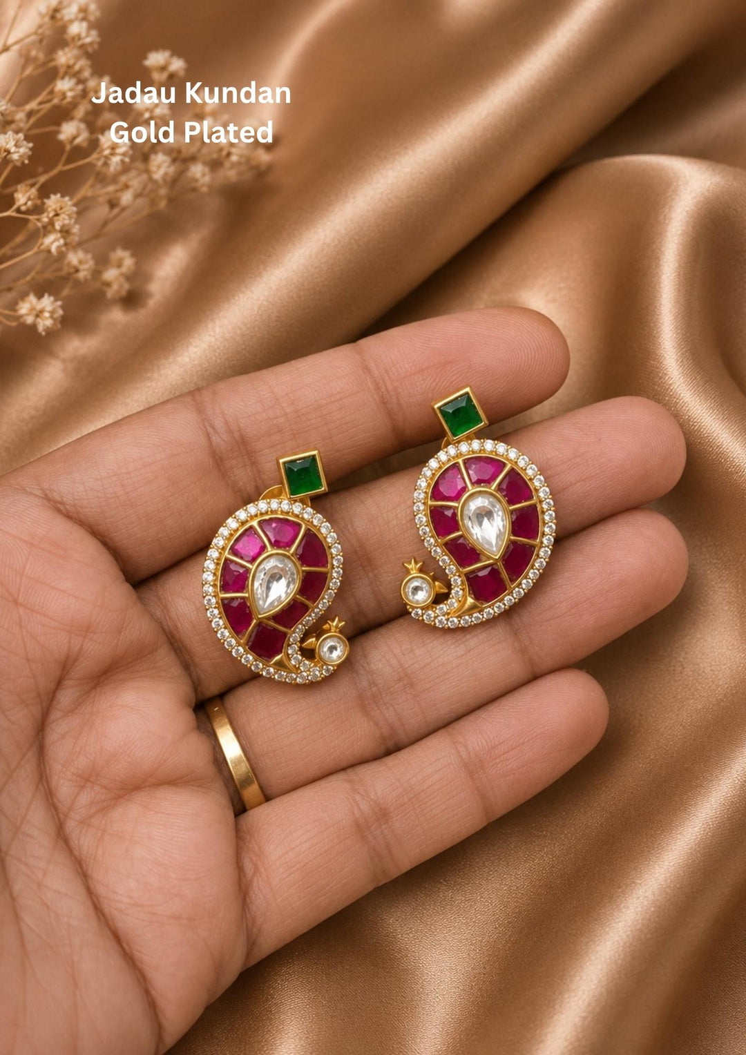 Jadau Kundan Gold Plated Studs r10720