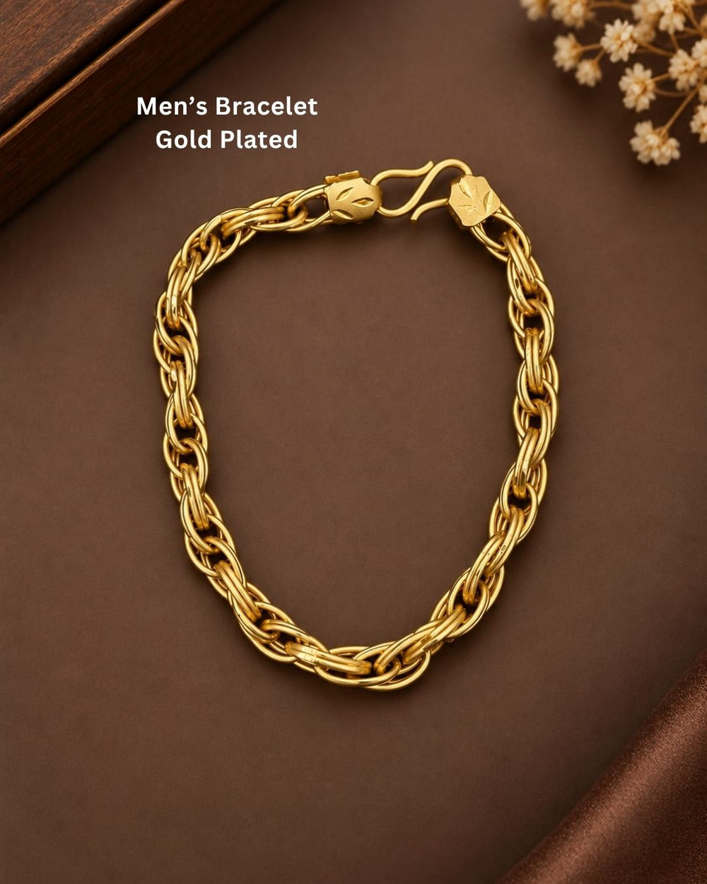 Premium gold plated men’s bracelet featuring a bold layered chain pattern and polished finish. Suitable for everyday wear, parties, festive occasions, special events, and gifting.