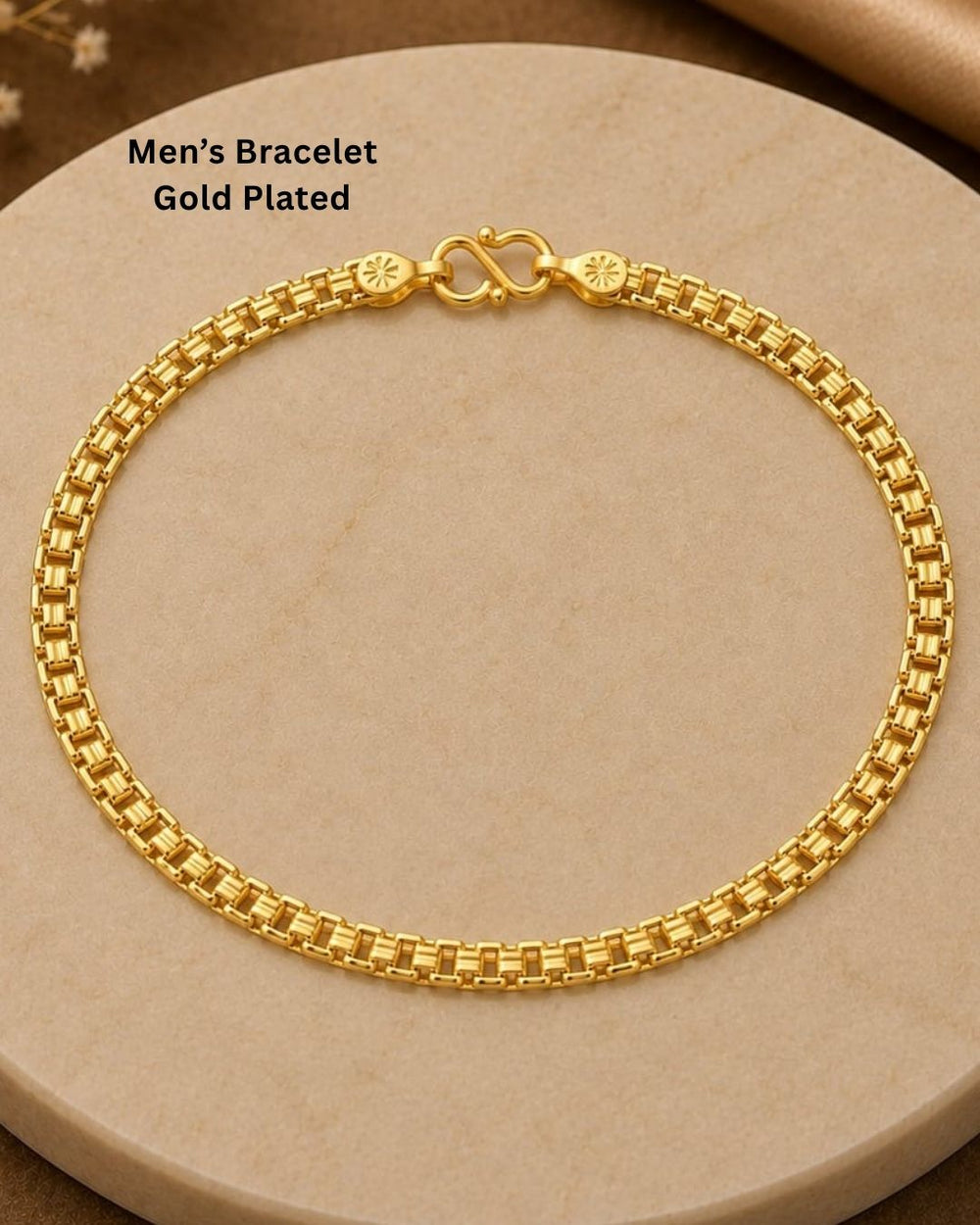 Beautiful gold plated box link chain featuring intricate rectangular link detailing and a refined finish. Perfect for daily wear, festive occasions, traditional outfits, and gifting.