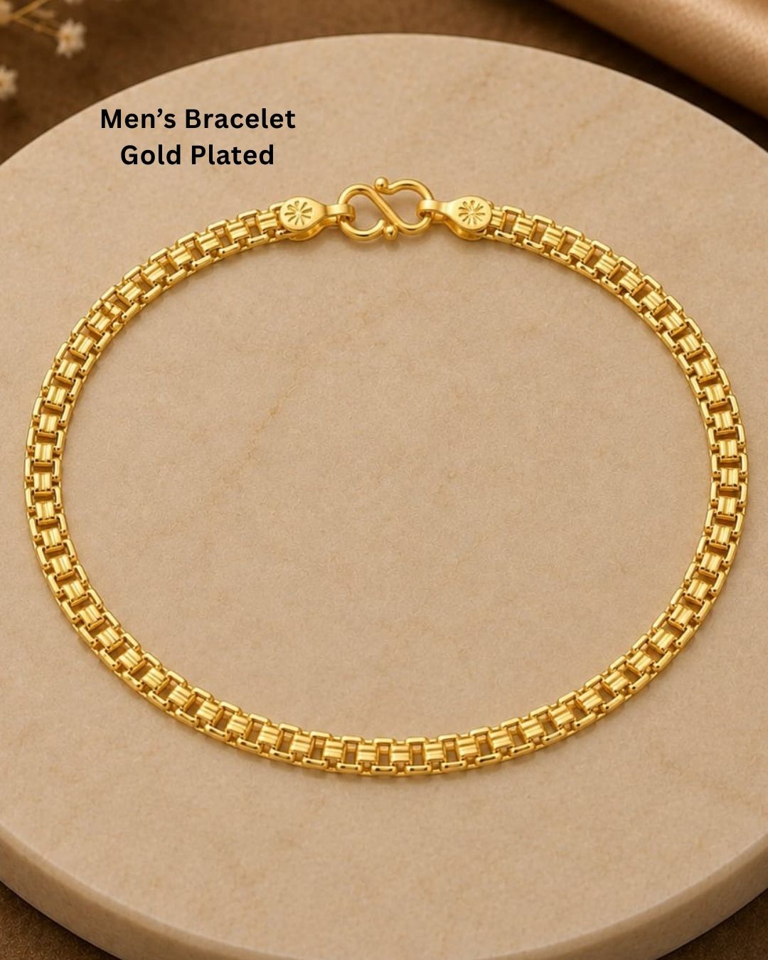 Beautiful gold plated box link chain featuring intricate rectangular link detailing and a refined finish. Perfect for daily wear, festive occasions, traditional outfits, and gifting.