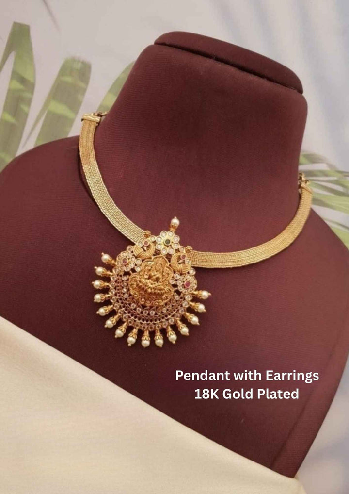 Temple Lakshmi Pendant with Chain