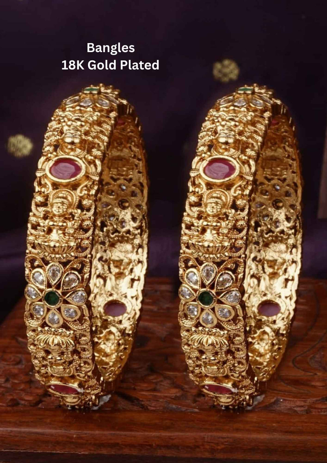Two gold-plated bangles temple jewellery 