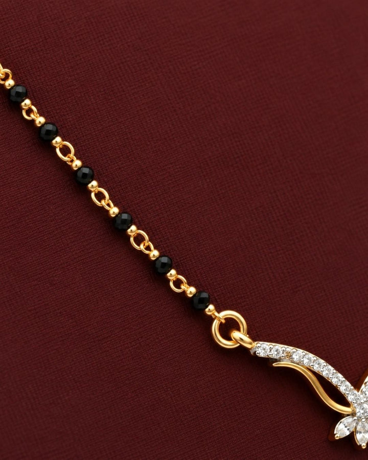 Zircon Diamond Gold Plated Butterfly Pattern Mangalsutra