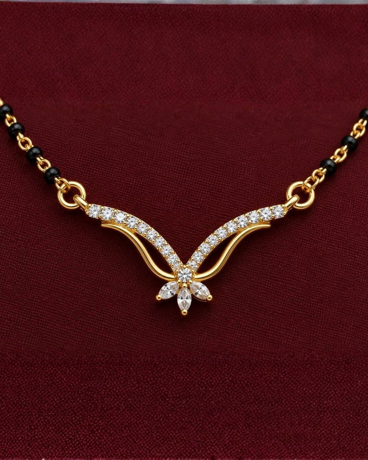 Zircon Diamond Gold Plated Butterfly Pattern Mangalsutra