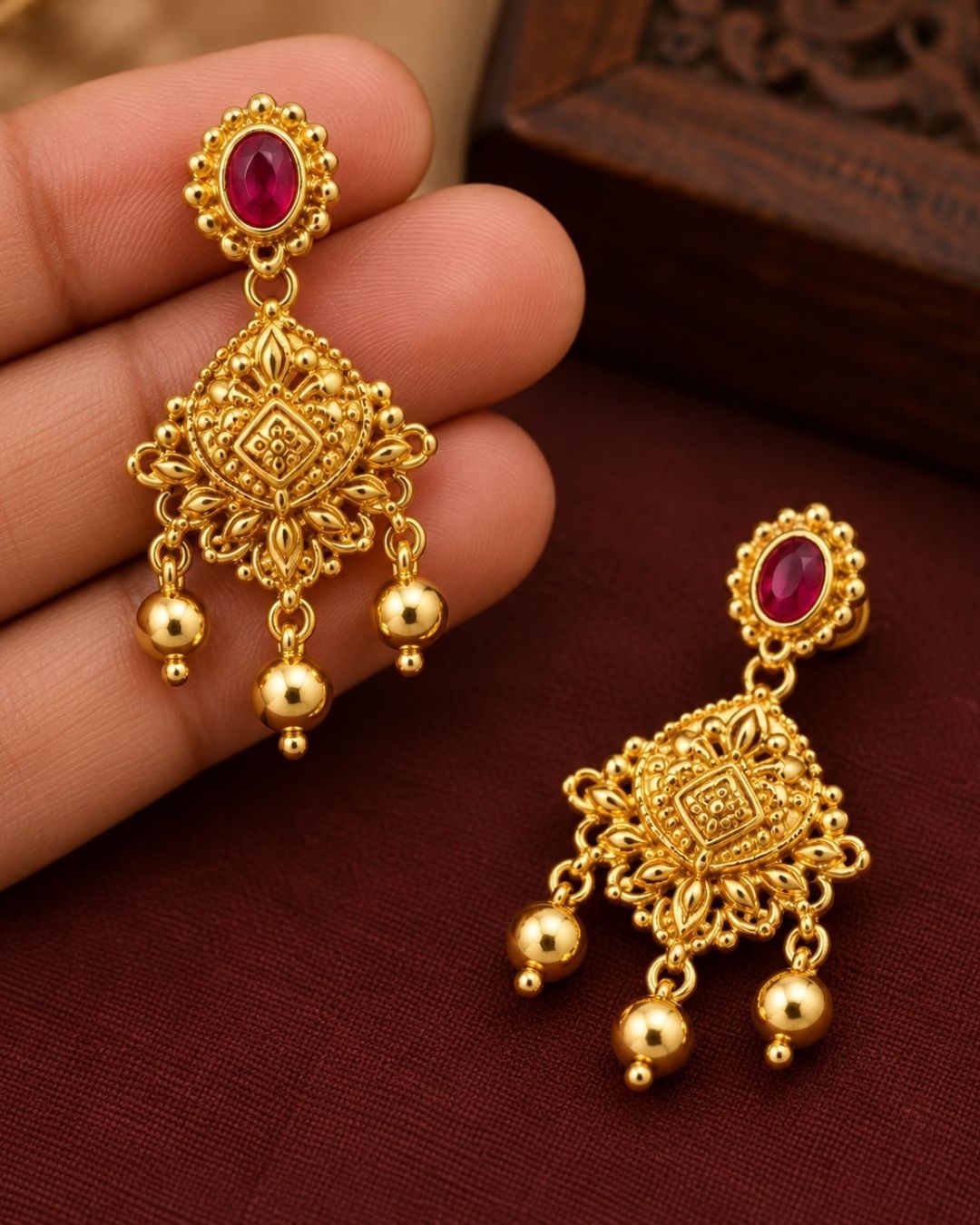 18K Gold Plated Traditional Mangalsutra Set with Earrings