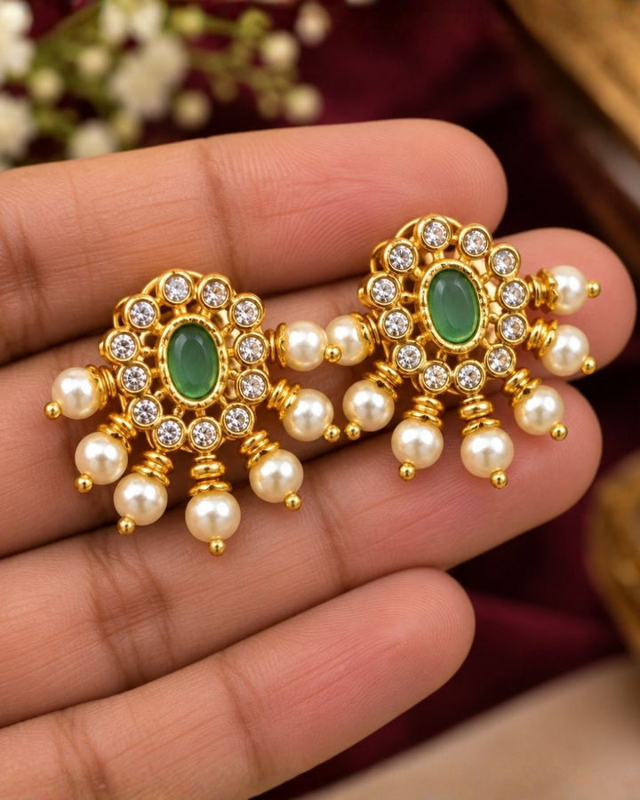 Kundan Gold Plated Emerald and Ruby Kante Necklace with Earrings
