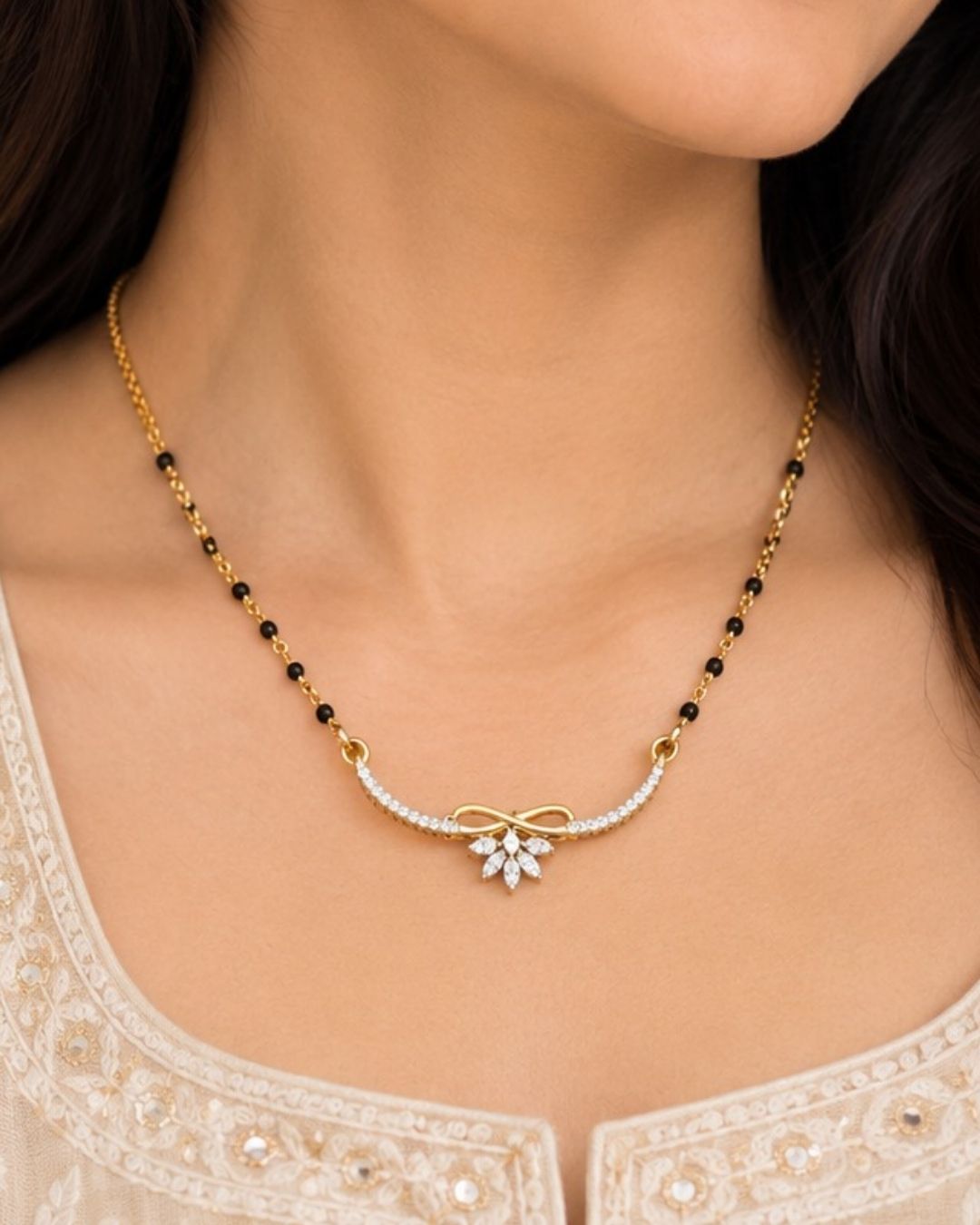 Zircon Diamond Floral Mangalsutra