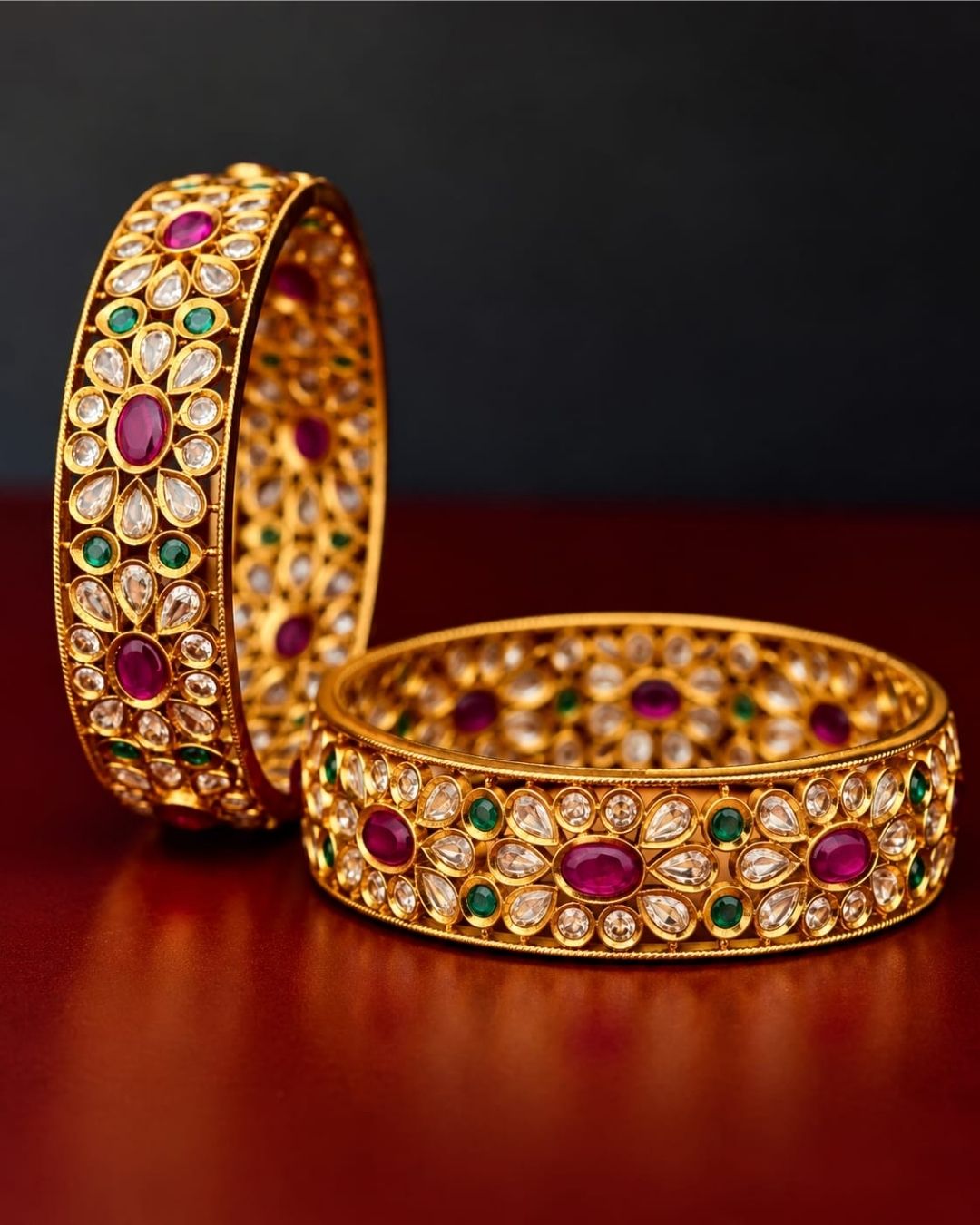 Jadau Kundan Gold plated Bangles (Set of 2 )