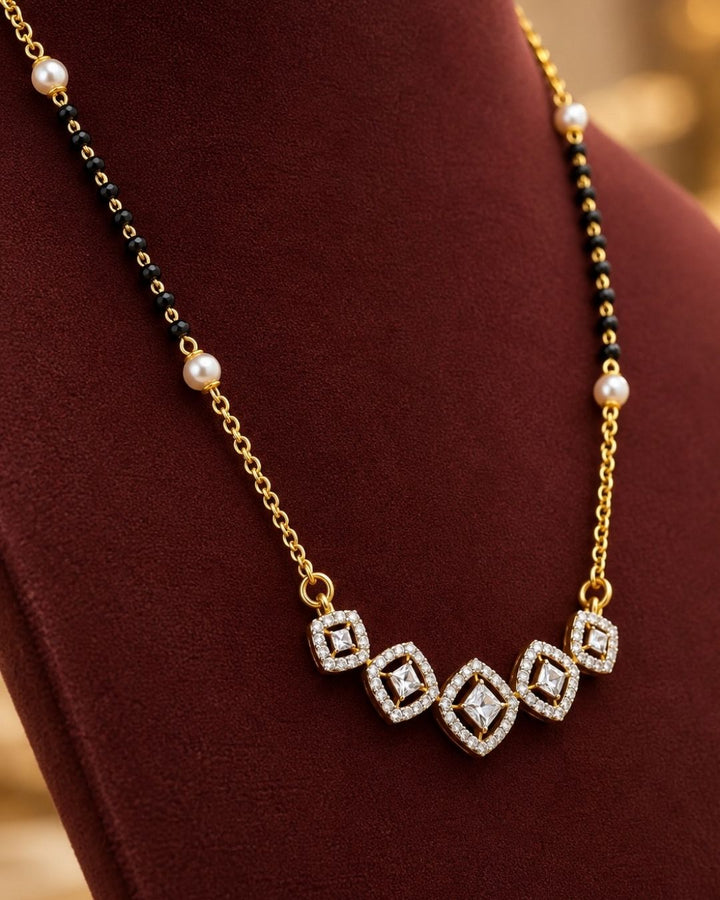 Zircon Diamond Gold Plated Classic Mangalsutra