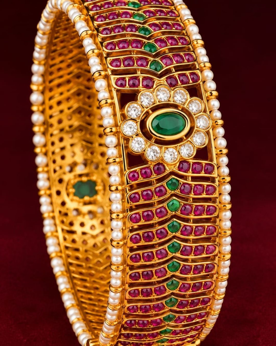 Jadau Kundan Gold Plated Temple Style Openable Kada