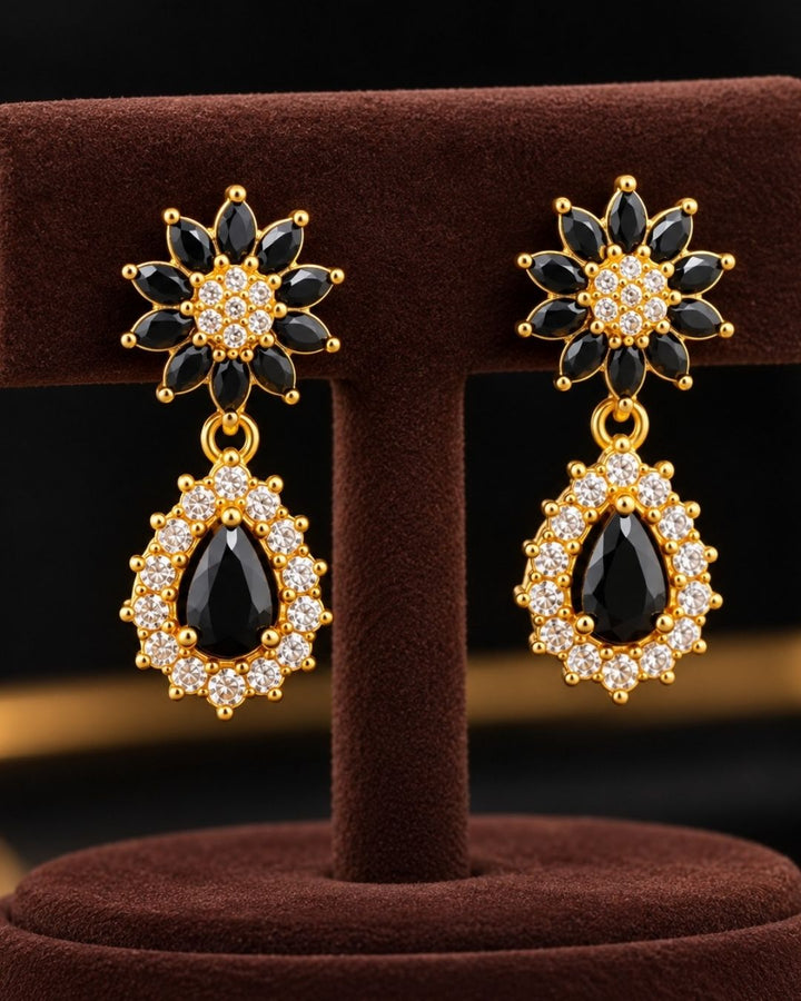 Zircon Diamond Gold Plated Designer Tear Drop Mangalsutra Set