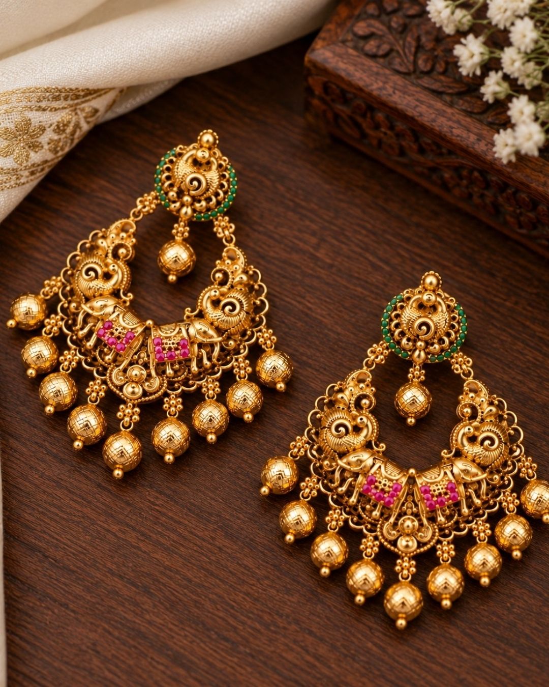 Kundan Gold plated Hoop Earrings