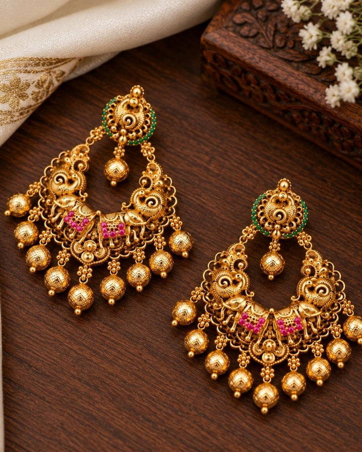 Kundan Gold plated Hoop Earrings