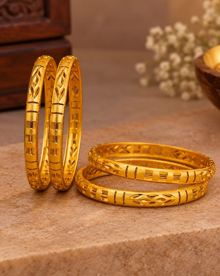 Zircon Diamond Gold Plated Party Wear Floral Bangles