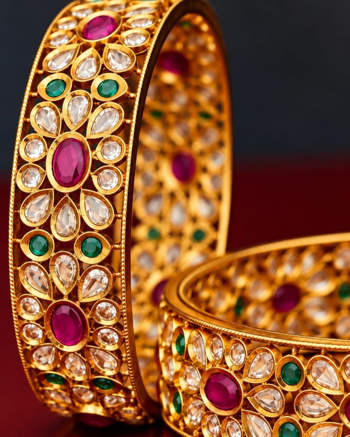 Jadau Kundan Gold plated Bangles (Set of 2 )
