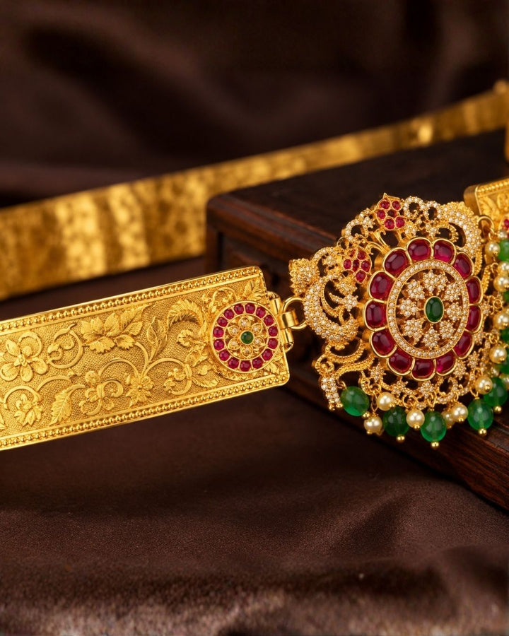 Jadau Kundan Gold Plated Traditional Hipbelt rd13
