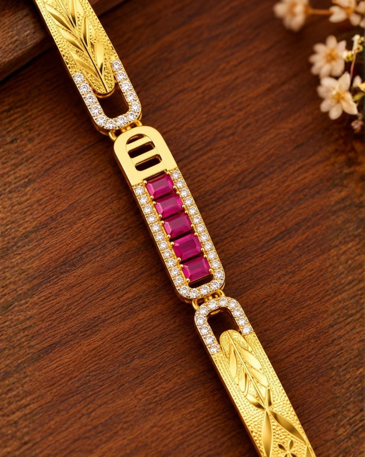 Gold Plated Engraved Leaf Pattern Women&