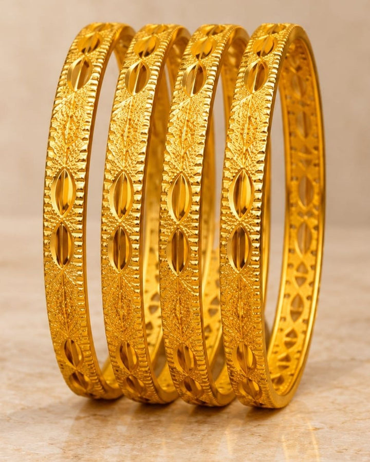 18K Gold Plated Leaf Design Bangles