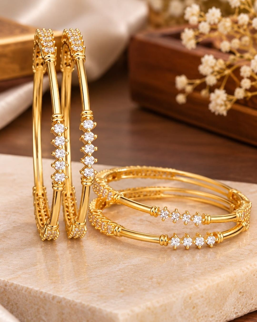 Zircon Diamond Bangles For Kids (set of 4)