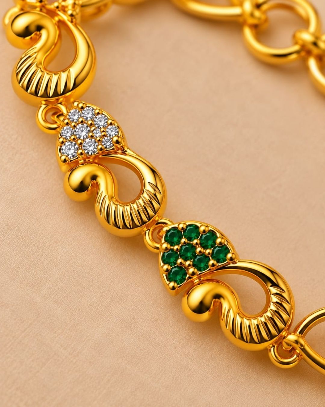 Gold Plated Peacock Design Bracelet