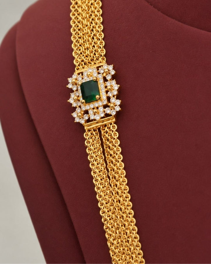 Kundan Gold Plated Emerald Chandraharam Necklace