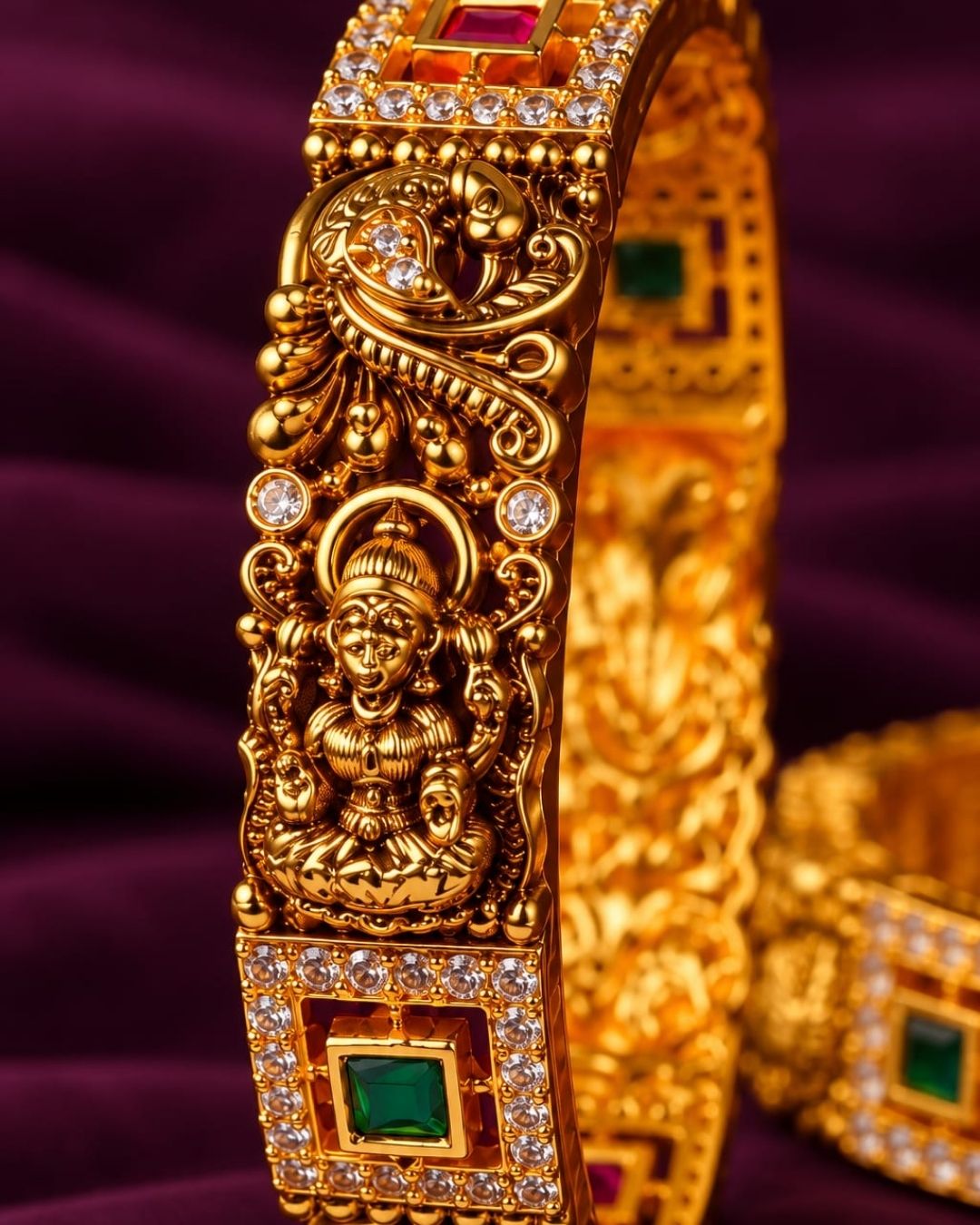 Kundan Stone Temple Jewelry Bangles c 107020 (Set of 2)
