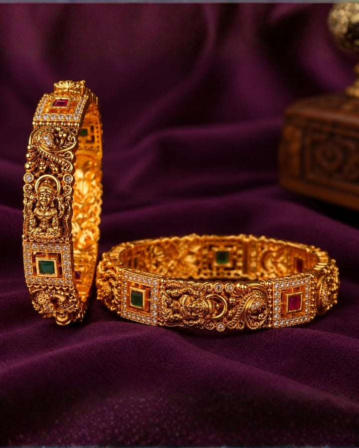Kundan Stone Temple Jewelry Bangles c 107020 (Set of 2)