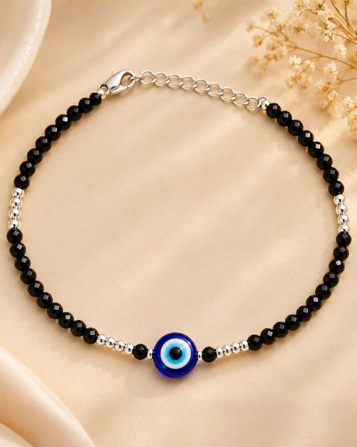 Black Beads with Evil Eye Bracelet