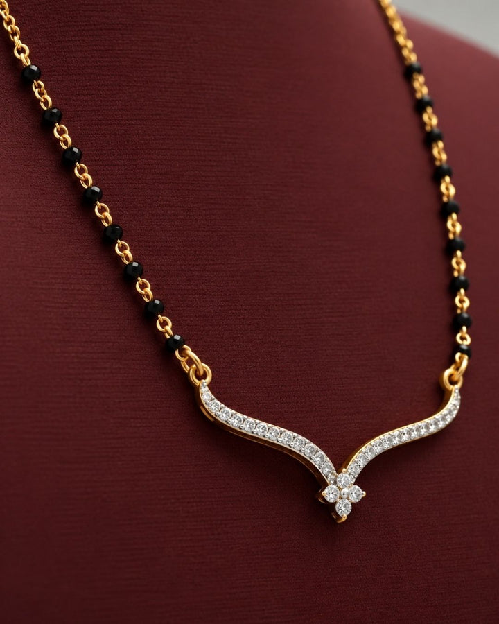 Pure Zirconian Diamond Gold Plated Flasy Mangalsutra d84007