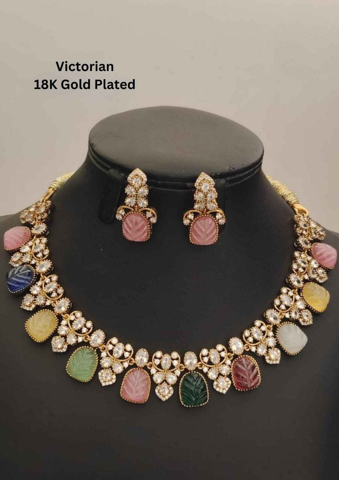 Victorian Gold Plated Necklace with Earrings